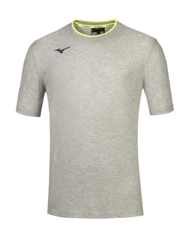 Mizuno Men Tee Heather Grey/Yellow Fluo