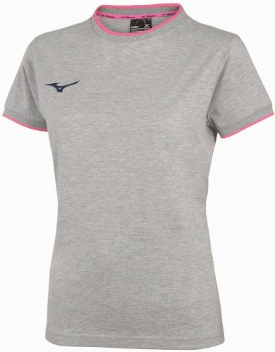 Mizuno Womens Tee Heather Grey/PinkFuo