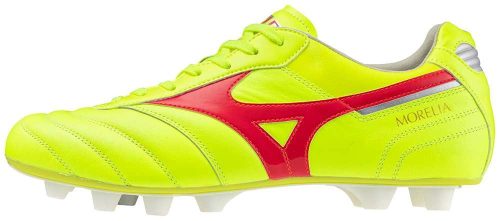 Mizuno Morelia II Elite MD Safety Yellow/Fiery Coral 2/Galaxy Silver focicipő