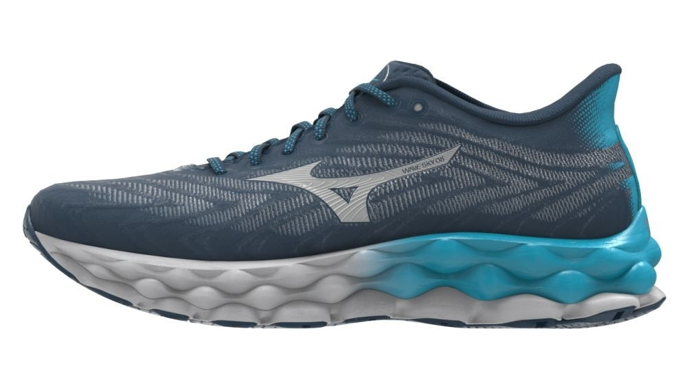 Mizuno Wave Sky 8 Blue Wing Teal/Neo Silver/River Blue futócipő akciós termékkép 1