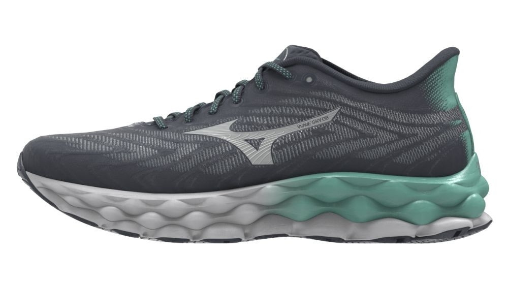 Mizuno Wave Sky 8 India Ink/Neo Silver/Dusty Jade Green futócipő akciós termékkép 1