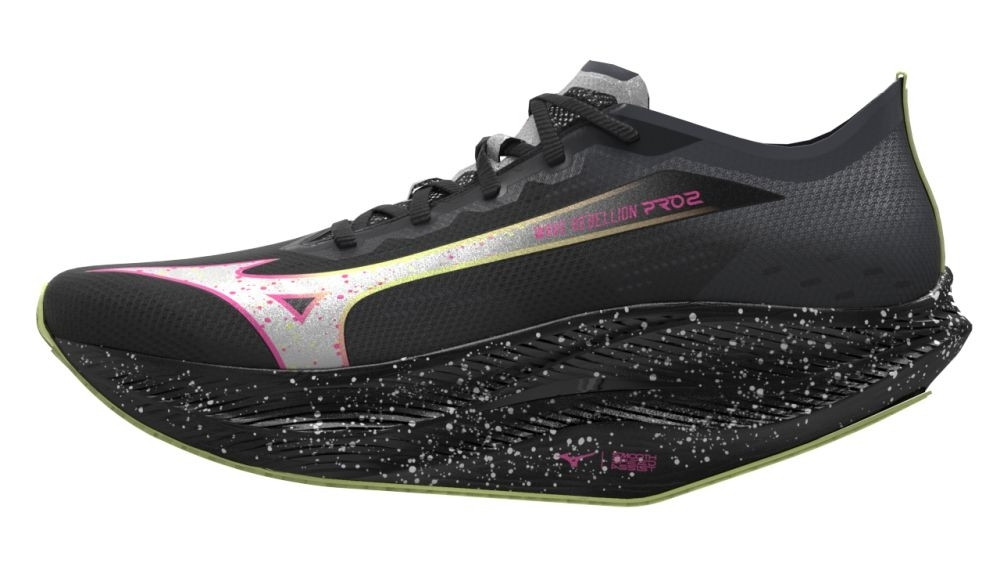 Mizuno Wave Rebellion Pro 2 Black/Silver/Pink Tetra futócipő akciós termékkép 1